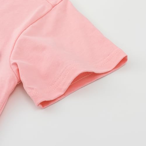 Image of Noomelfish Girls Short Sleeve Heart Pocket T-Shirts Casual Cotton Tee Tops Blouse (5-12 Years)