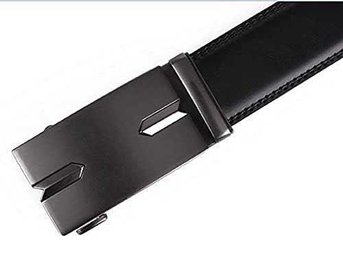 Men's Genuine Leather Auto Lock Buckle Belt (Free Size, Black)2