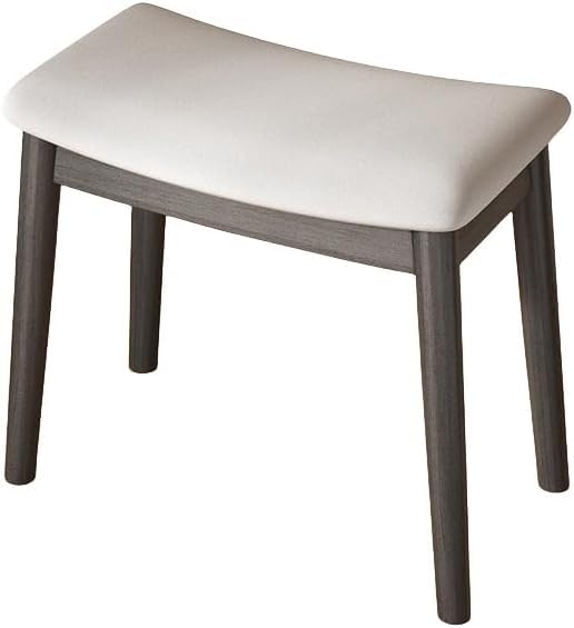 Taburete de madera maciza blanco minimalista y elegante para tocador