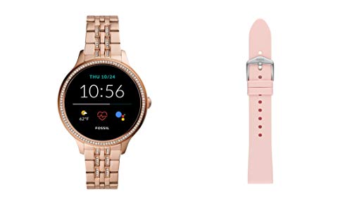 Damen Touchscreen Smartwatch 5E. Generation mit Lautsprecher, Herzfrequenz, GPS, NFC und Smartphone Benachrichtigungen + Fossil Watch Strap