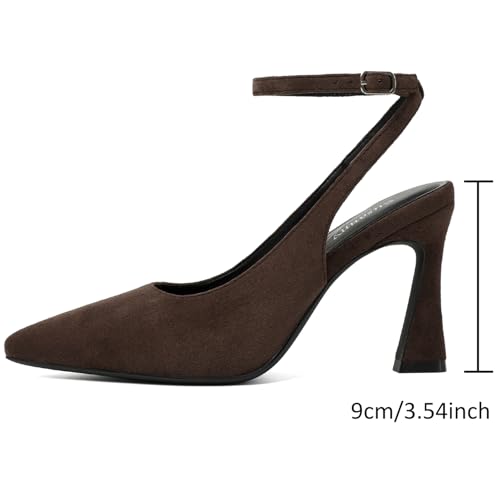 Image of Susanny Womens Slingback Closed Toe Ankle Strap High Heels Pointed Toe Pumps Comfortable Stiletto Sexy Buckle Strappy Dressy Shoes for Wedding Bridal Party Work