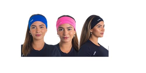 Kit com 3 Faixas de Cabeça Unissex Esportiva Antissuor – Alta Absorção de Umidade – Confortável e Aj