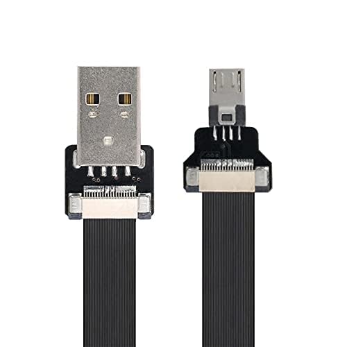 Cablecc 2 Cavi USB 2.0 A Micro USB, Connettori Maschio A 90° (Su E Giù), 30 Cm, Per Cellulari E Tablet