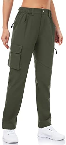 Davena Women's Cargo Hiking Pants with 5 Pockets Quick Dry Water Resistant Outdoor Athletic Pants for Traveling Camping Workout, Green, XL