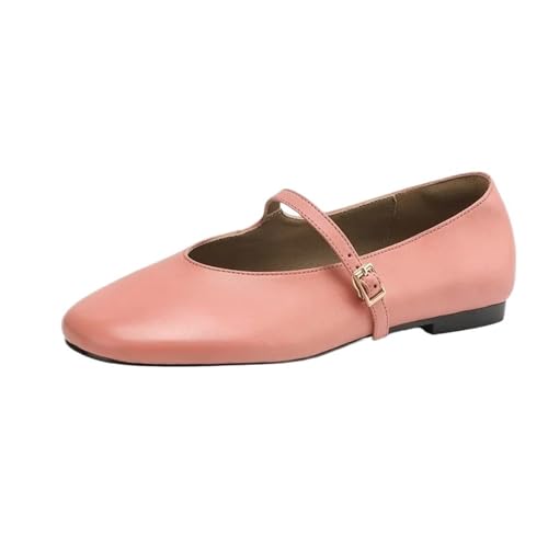 Women's Mary Jane Shoes Female Shallow Ballet Shoes for Women Versatile Chic(Pink,5)