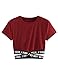 Produktbild Bauchfreier Pulli Mädchen, Damen Bauchfrei Pullover Brief Drucken Casual Langarm Sweatshirt Kurz Sport Crop Tops Oberteile Sweatjacke Shirts Hemd Bluse (Rotwein 1, S)