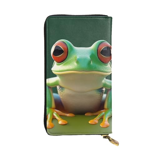 Compagnon en cuir grande capacité au design grenouille rigolo pour femme