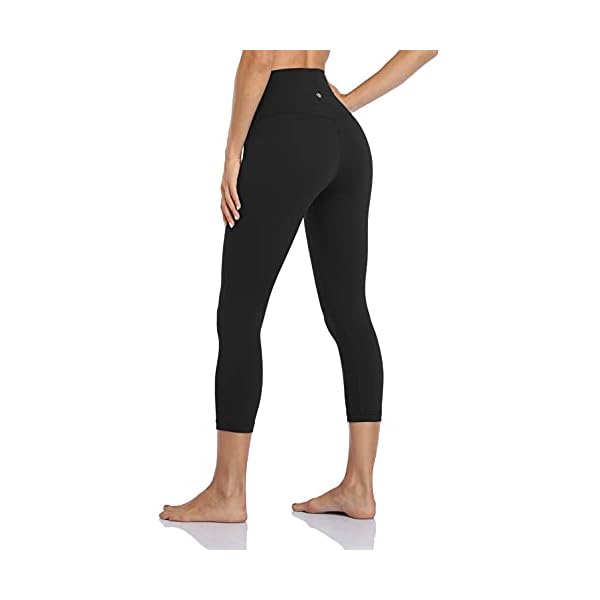 HeyNuts High Waisted Yoga Capris Leggings for Women, Buttery Soft Workout Cropped Pants Compression 3/4 Leggings 21'' Black M(8/10)