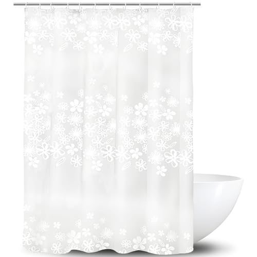 THINTON Duschvorhang mit Haken, Duschvorhänge 180x200cm Anti Schimmel Vorhang, Wasserdicht Verdickte PEVA Duschvorhänge für Badezimmer, Waschbar und Schnell Trocken., 7.49 €