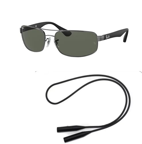 Ray-Ban RB3445 Sunglasses Bundle: RB 3445 RB3445 004 Gunmetal Dark Green and Universal Anti-slip Silicone Leash2