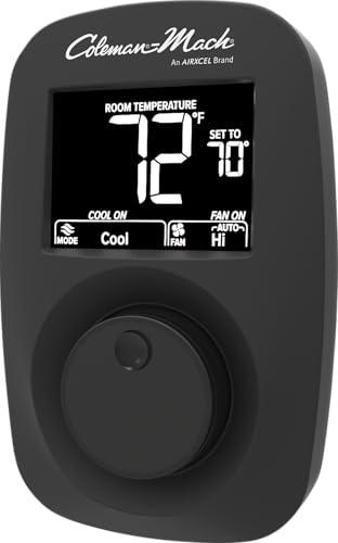 Wall Thermostat | Single Stage Digital | Heat Pump and Gas Furnace Control | 12V DC | High/Low Fan Speeds | Auto/On Mode - Black Case