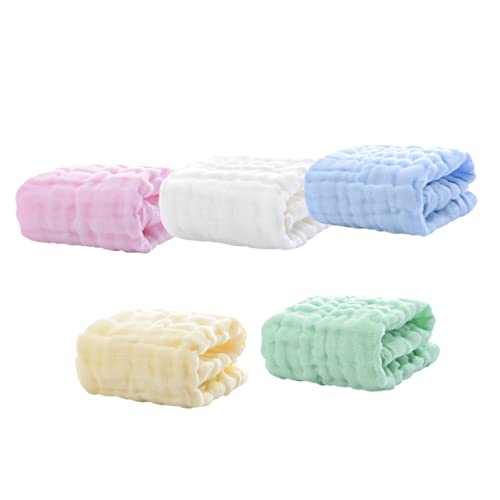 UPKOCH 6-Layer Cotton Baby Face Towels Set 5pcs Soft Absorbent Infant Burp Cloths Newborn Square Saliva Towels Multi-Layer Cotton Handkerchiefs for Boys and Girls