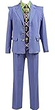 Nsoking Mens Kira Yoshikage Cosplay Costume White Blue School Uniform Halloween Outfit (Medium, Blue)