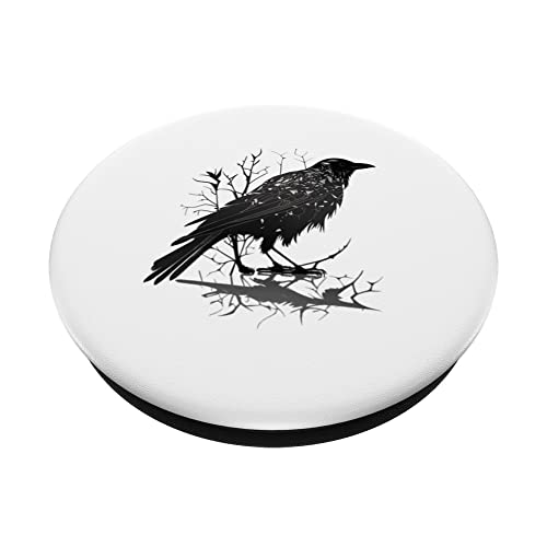 Black Raven Witch Magic Occult Macabre Witchcraft Bird Fan PopSockets Swappable PopGrip - Image 2