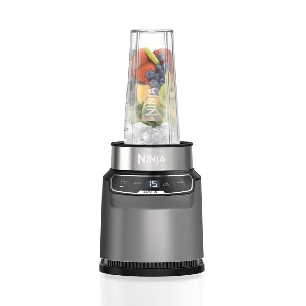 Ninja Batidora con Auto-iQ, mezcla en taza, controles de un solo toque, hacer batidos, batidos y golosinas congeladas, piezas aptas para lavavajillas, cuchillas de acero inoxidable, 1000 W, 2 vasos de