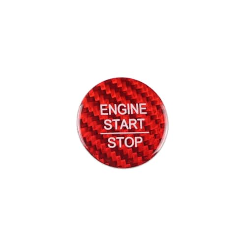 Autocollant en fiber carbone 2018-2021 rouge pour bouton poussoir de voiture