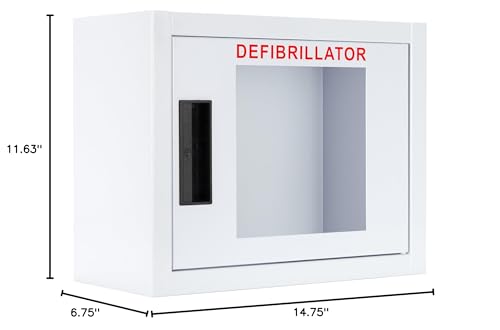 Image of Standard, Nonalarmed AED Cabinet, Compact. Fits Many Defibrillators on The Market. Measures 11.63 inch H x 14.75 inch L x 6.75 inch D. Essential Storage for Indoor AEDs.