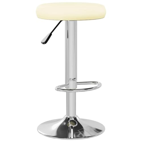 Tabourets de bar crème lot de 2 réglables avec structure en acier chromé