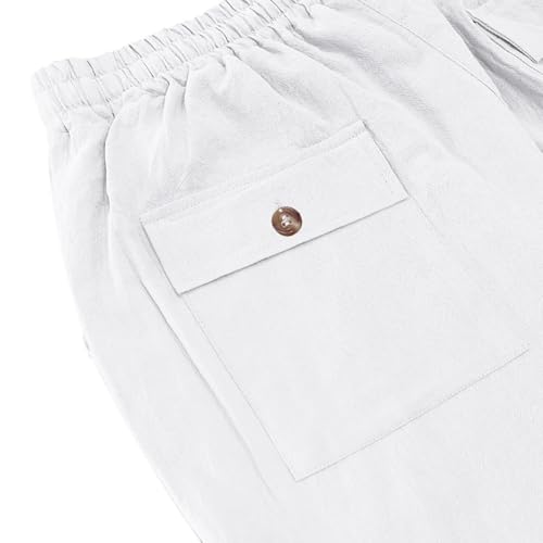 Baggy Linen Pants Men Elastic Waist Drawstring Casual Loose Fit Wide Straight Leg Summer Lightweight Vacation Pants3