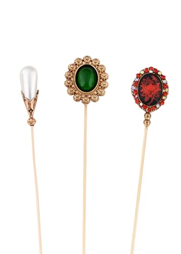 Image of Alilang Classic Vintage 3Pcs Hat Brooch Pin Set with Rhinestone and Pearl Accents for Scarves and Hats Lapel Pin Accessories