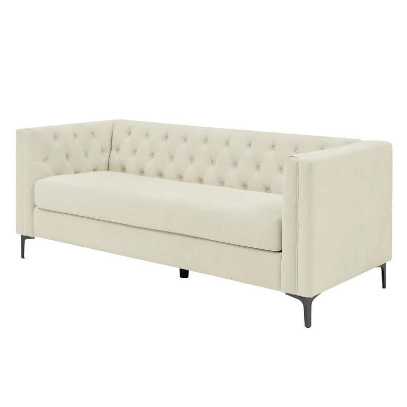 Image of Devonaire Modern Tufted Design Sofa 3 Seater | Loveseat with Armrest, Metal Legs - Beige Living Room Sofa