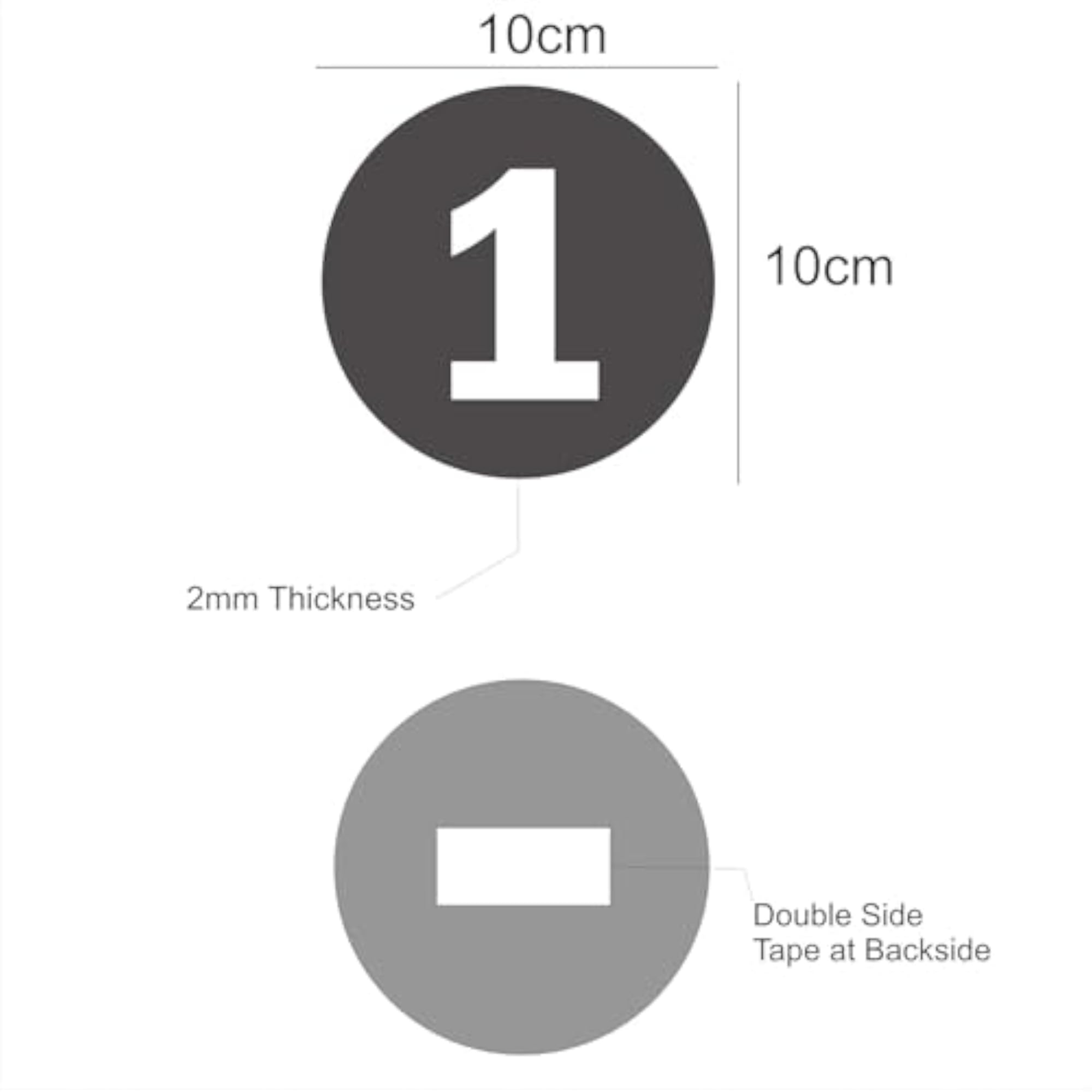 Seriel Number Round Stickers with Acrylic Board, 1 to 15