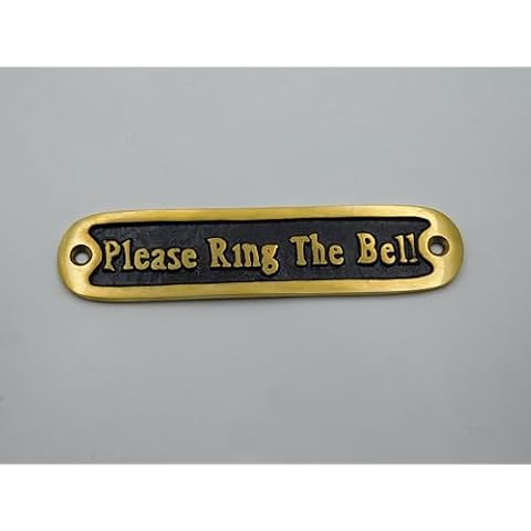 MERIDIAN NAUTICALS- Vintage Style 'Please Ring the Bell' Brass Plate with Elegant Engraving - Classic Decorative Doorbell Sign for Home or Office - Durable Brass Construction - Easy to Mount - Enhance Your Entryway Décor with Timeless Charm Cover