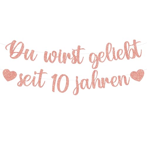 Tasoraor Deko 10 Geburtstag Mädchen Girlande - 10. Geburtstagsdeko Du Wirst Geliebt Seit 10 Jahren Banner, Rosegold Geburtstagsgirlande für 10 Kindergeburtstag Dekoration