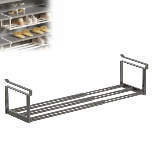 Étagère à chaussures extensible noire pour rangement télescopique sous meuble