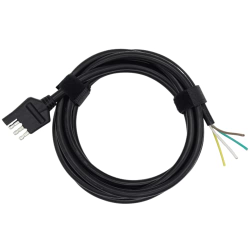 Zimuqi 4 Way 10 Feet Flat Trailer Connector Jacketed Cable Heavy Duty Extension Standard 4 Pin Trailer End Wiring Harness Adapter 18Awg Color-Coded Red Copper Wires Trailer Hitch Wiring (10Feet) #TOP5