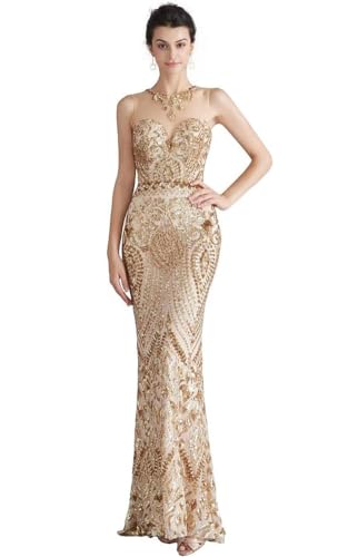 Prom Dress Jewel Sleeveless Mermaid Sequin Evening Dress