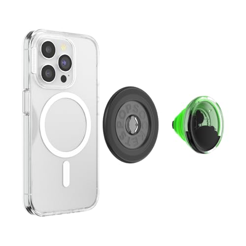 Image of PopSockets Phone Grip for MagSafe, Magnetic Holder, Phone Stand, Neon Green - Tidepool Lava Lamp Absinthe