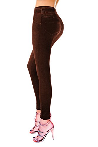 Direct TV Outlet Summer Shaper Jeggings Visto en TV Legging Moldeador sin Costuras Compresión 360º Prenda Anti Celulitis Oculta la Grasa y Moldea Glúteos y Piernas - Color Marrón Talla L/XL