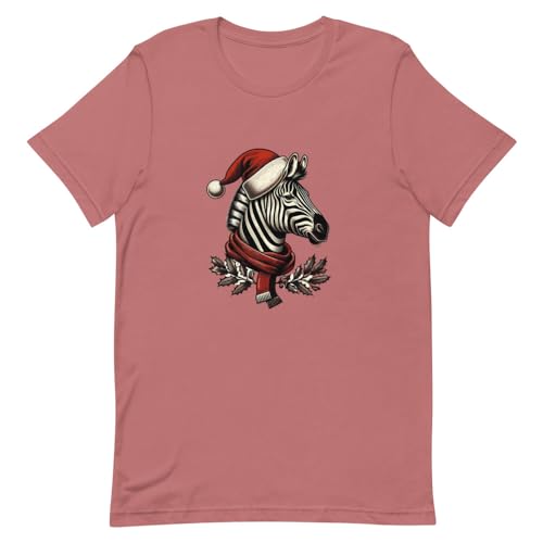 T-shirt zèbre de Noël mauve unisexe haut imprimé festif taille S