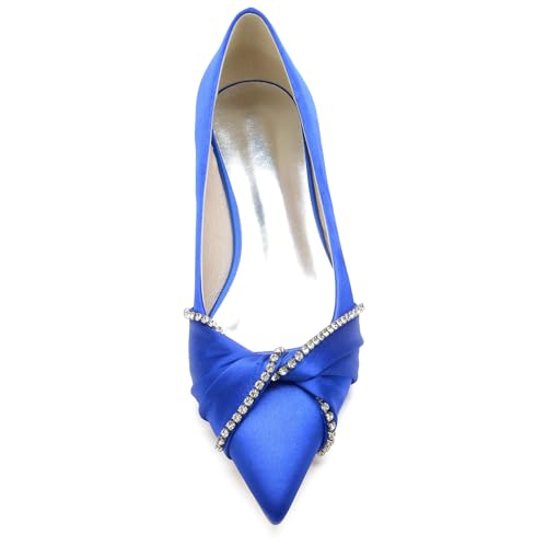 Women's Flats Pointed Toe Party Dress Rhinestone Satin Shoes Flats for Women Flat Comfortable Dressy Pumps3