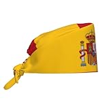 WHJDPP Kochmütze mit spanischer Flagge, für Damen und Herren, für Chirurgie, Stillen, Schwarz