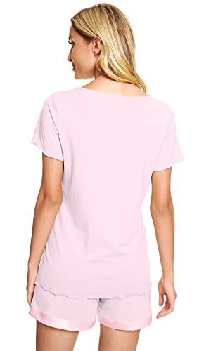 Image of WiWi Viscose from Bamboo Pajamas Set for Women Super Soft Short Sleeve Cooling Summer Plus Size Pjs Sets Sleepwear S-4X