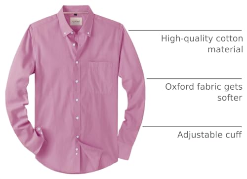 Image of Alimens & Gentle Mens Solid Oxford Shirt Long Sleeve Dress Shirt Work Casual Button Down Shirts with Pocket