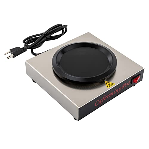 Commercial Coffee Warmer Single Burner Decanter Warmer Plate - 80W, 176℉, Stainless Steel, Non-Stick Coating, One-Piece Structure, Ideal for Cafe, Buffet, Event and Commercial Use