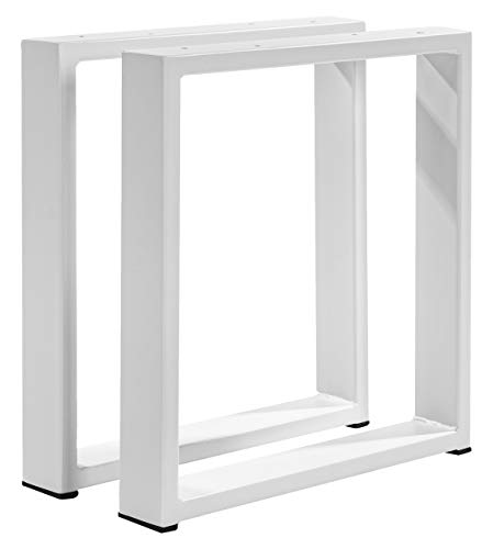 POKAR Pata de Mesa de Acero, Marcos Cuadrados Estilo Industrial DIY para Café, Mesas de la Sala de Star, Patas Metálicas de la Encimera para Muebles blanco, 40x43 cm, Conjunto de 2