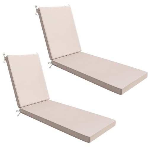 Outdoor chaise lounge cushions, 74x23x3, khaki (set of 2)