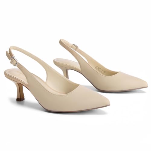 Image of Ankis Women's Slingback Kitten Heels Closed Pointed Toe 2.5in Dress Pumps