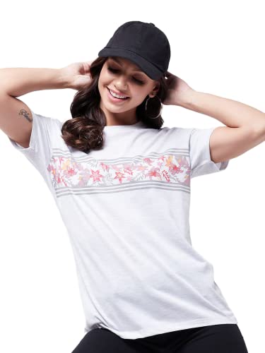Image of Modeve Women Printed Cotton Blend Half Sleeve Round Neck T-Shirt for Summer