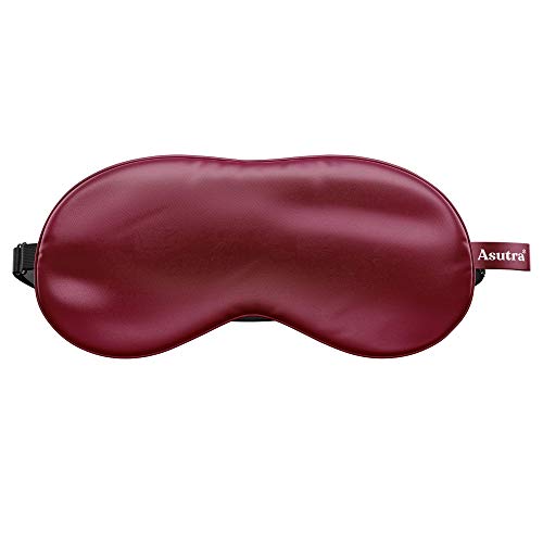 ASUTRA Silk Eye Pillow for Sleep, Burgundy | Filled w/Lavender & Flax Seeds