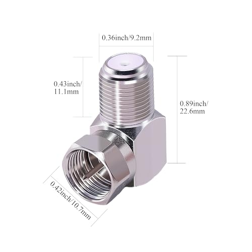 CNARIO 2 piezas conector coaxial en ángulo recto F macho a hembra miniatura 3