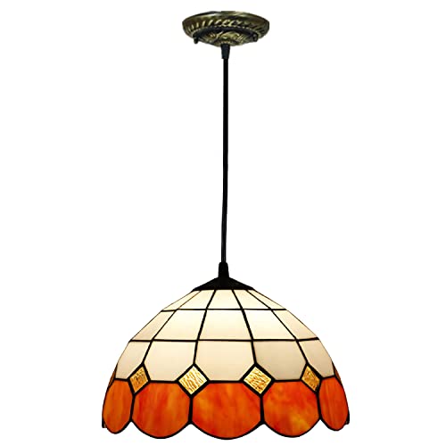 Plafonnier Tiffany orange vintage idéal pour illuminer le salon