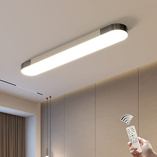 Oninio Dimmable LED Ceiling Light with Remote Control Modern Acrylic Linear Ceiling Lamp 39.4in Semi Flush Mount Wraparound Shape Light Fixture for Living Room Kitchen Dining Room