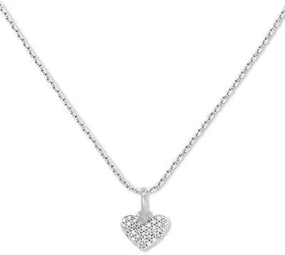 Kendra Scott Ari Pave Heart Sterling Silver Charm Necklace in Whi...