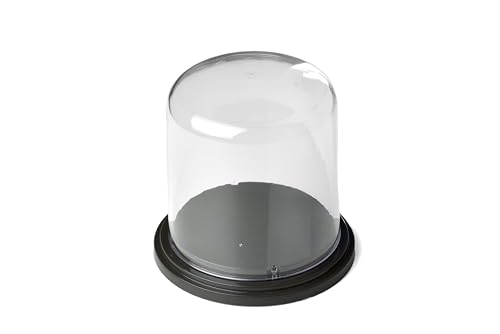 Image of Plastic Dome with Dark Brown Base, Tabletop Centerpiece Display Cloche, Clear and Unbreakable, Dome for Storage Lord s Statue, showpieces, jwellery (Big Dome (9 x 7.8 cm))