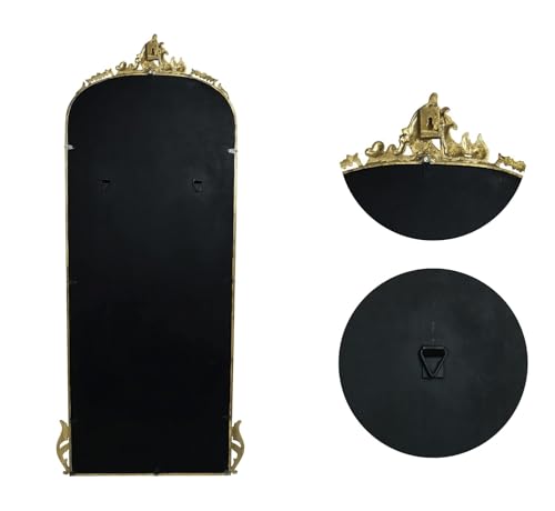 Image of Full Length Mirror with Ornate Frame Tall Standing Floor Mirror for Bedroom, Dressing Room & Living Room (Glam Gold (Without Stand))